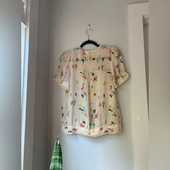 Anthropologie Pins and Needles Watercolor Chiffon Blouse size M - Picture 7 of 11